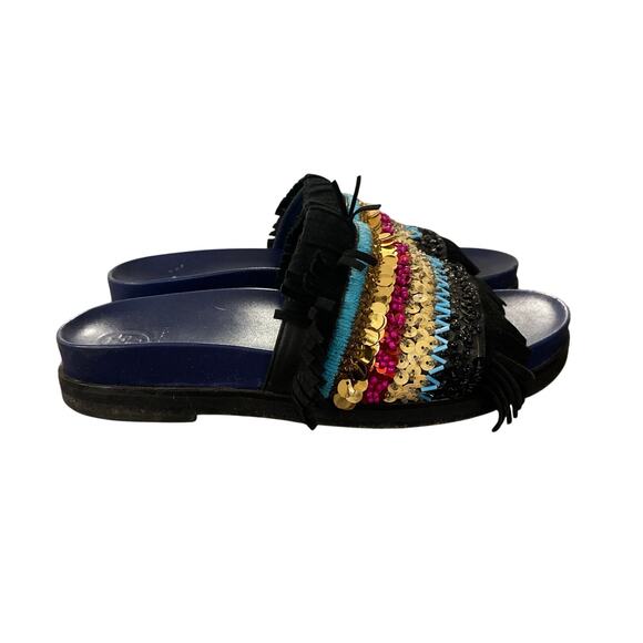 TORY BURCH Isle Slide Embellished Slip-On Sandals Size 8 - Picture 3 of 11